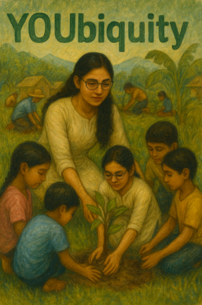 YOUbiquity — Tree plantation activity led by the project coordinator in a Bangladeshi village